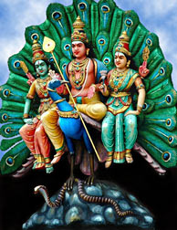 Murugan with Valli and Devayanai